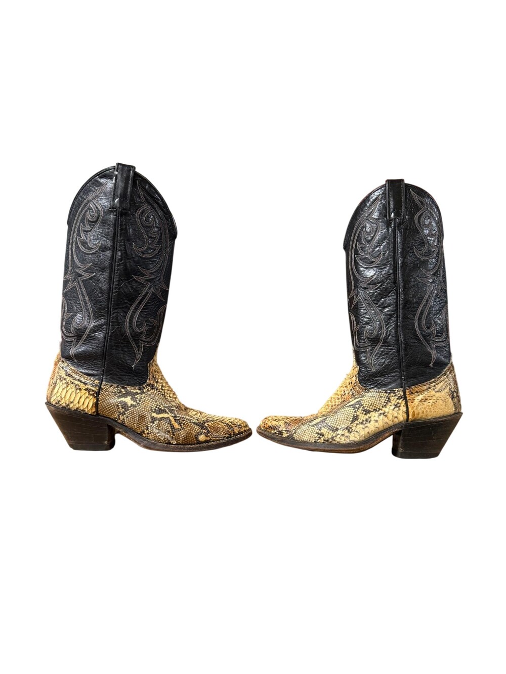 Snakeskin Western Boots Mens Size 7.5 Multicolor Leather Pointed Toe Cowboy USA